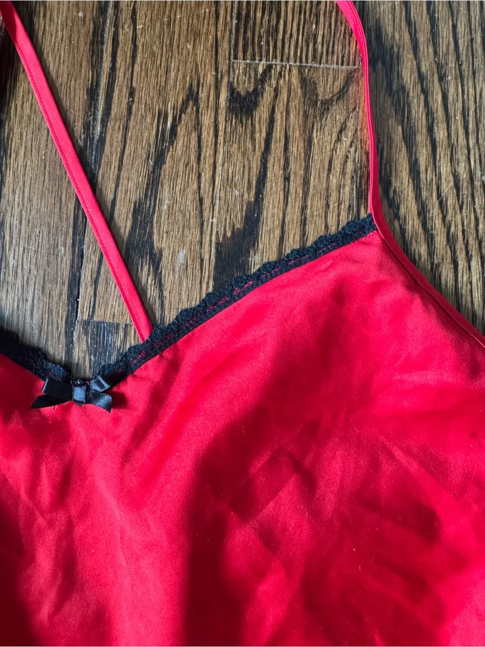 Gilligan & O'Malley Red Satin Slip with Black Trim